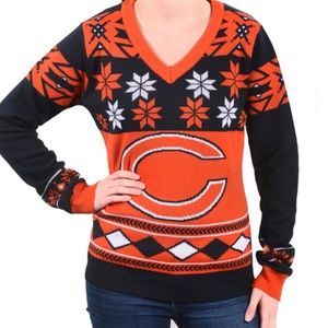 NFL Orange and Black V-Neck Sweater